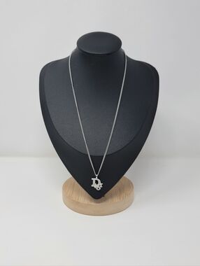 Christian Dior Dior Logo Rhinestone Silver Tone Necklace